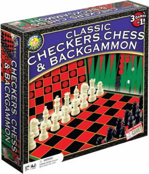 Checkers Chess Backgammon 3D box from right