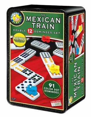 The Mexican Train Dominoes Set in a Tin 3D
